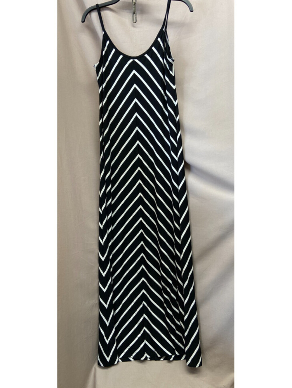 Womens Ann Taylor Medium Sleeveless Sundress Black and White Stripe Casual Wear